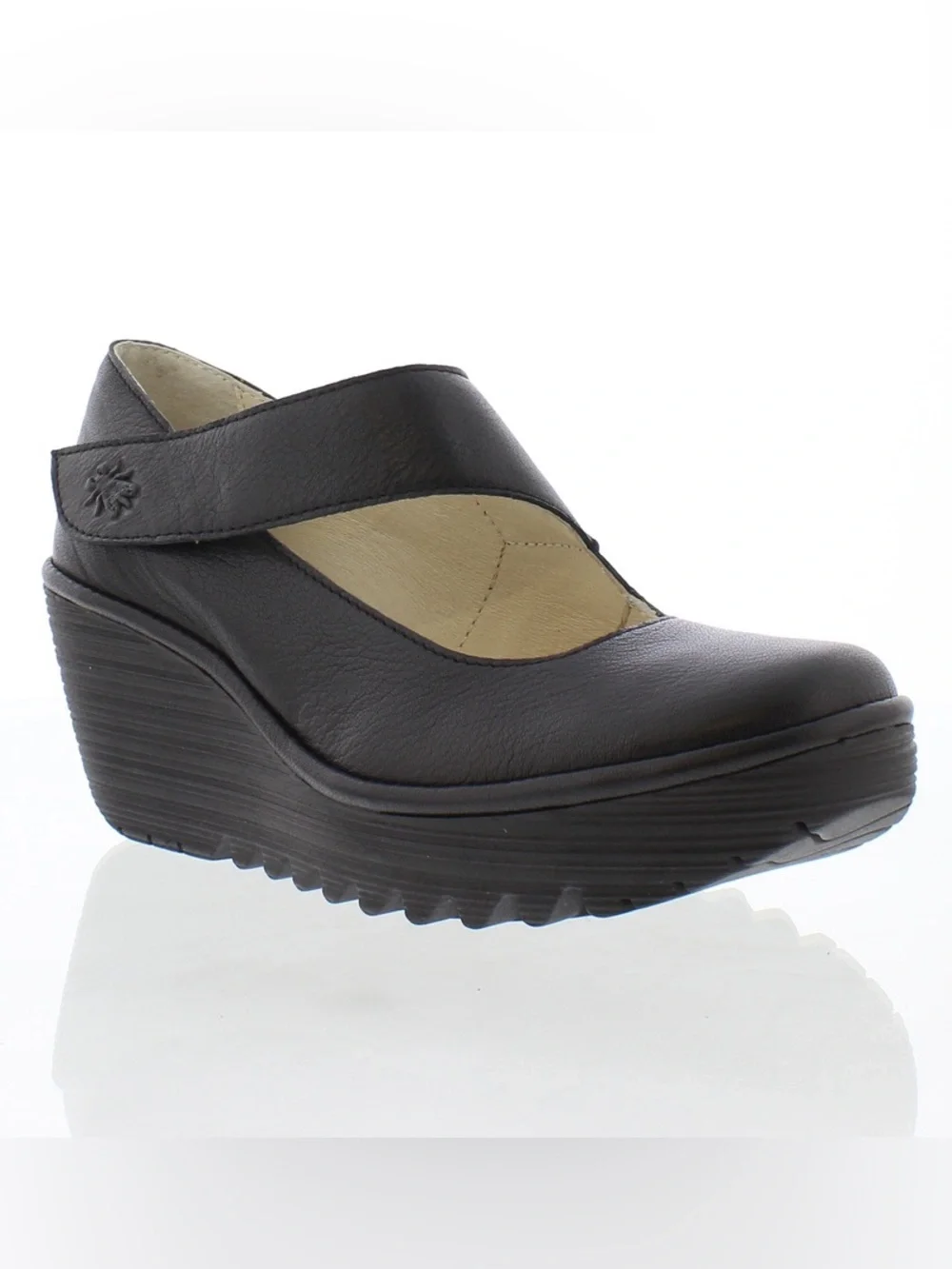 FLY LONDON Yasi Black Wedge Mary Jane Shoe